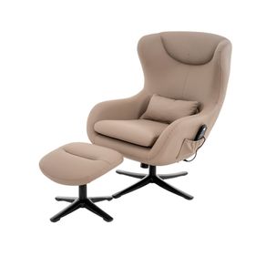 1 Poltrona de Massagem Nevada Rivatti Estofado PU Fendi Base Aco Preto c_ Apoio para Pes c_ Controle